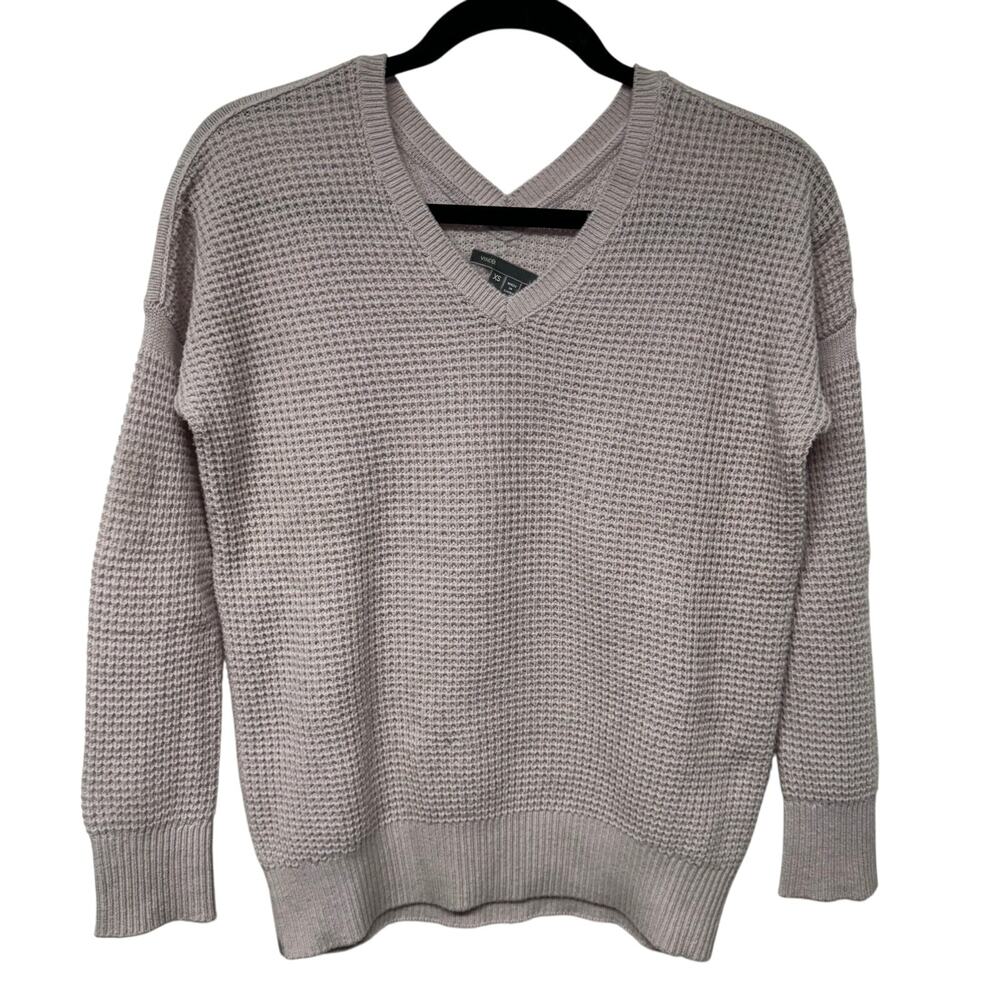 Vince Lavender Purple Pullover V Neck Waffle Ribbed Sweater Womens Size XS